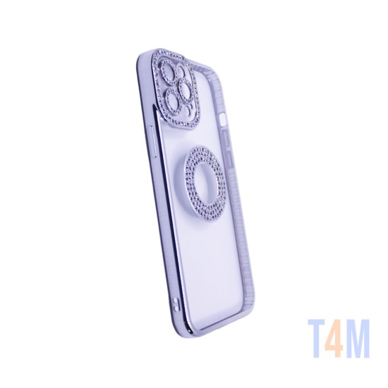 Funda de Silicona Suave con Diseño de Diamantes para Apple iPhone 12 Pro Max Plata